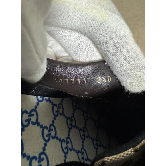 Gucci Shoes Mens Size 8.5 Brown GG Canvas Suede Web Stripe Made in Italy 117711 - Picture 7 of 10